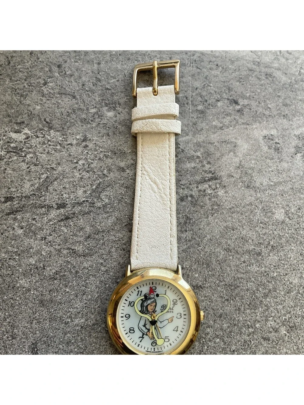 Vintage Pearl Womens Watch 35mm Gold Tone Case Rotating Stethoscope Dial B-H